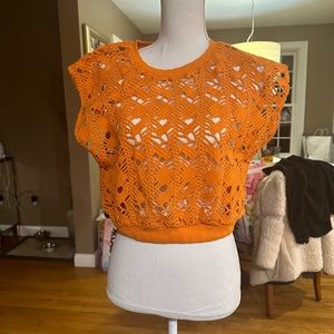 Zara Cropped Crochet Orange Top size L